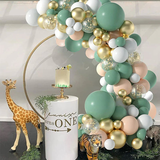 Jade Green, Gold, White & Blush - Balloon Garland Kit