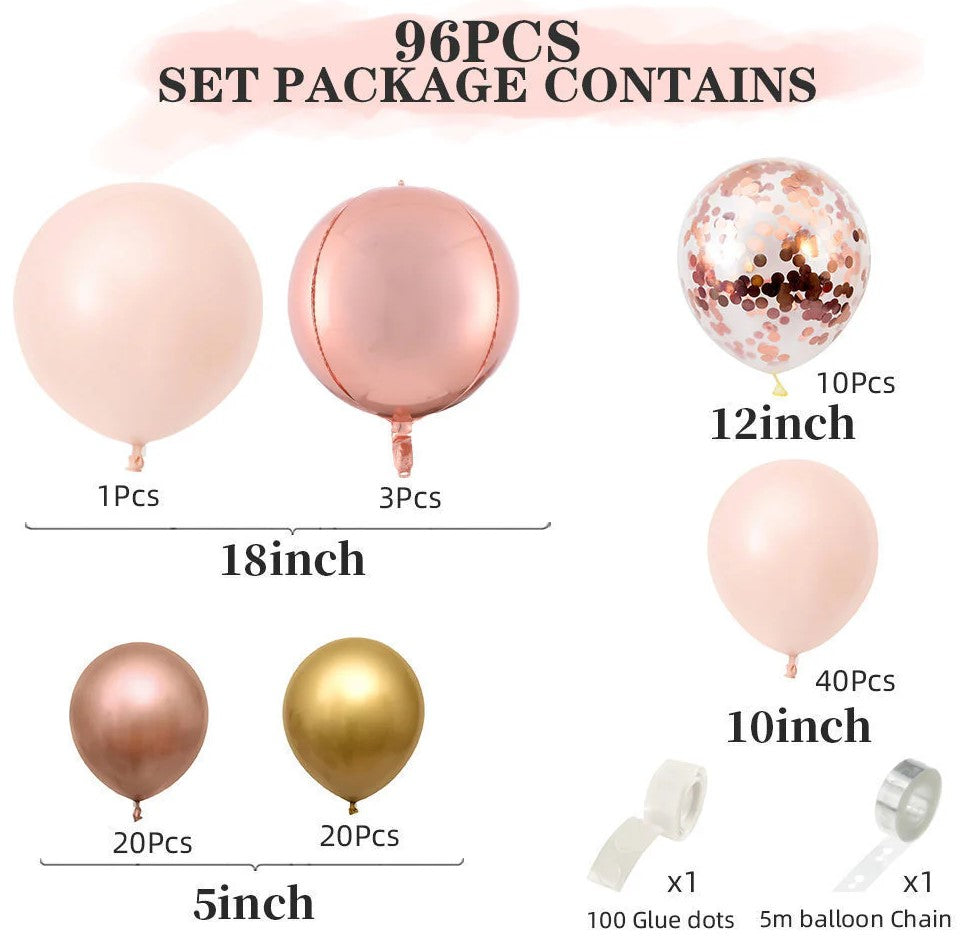 Blush Pink & Gold Balloon Garland Kit (96 Pc)