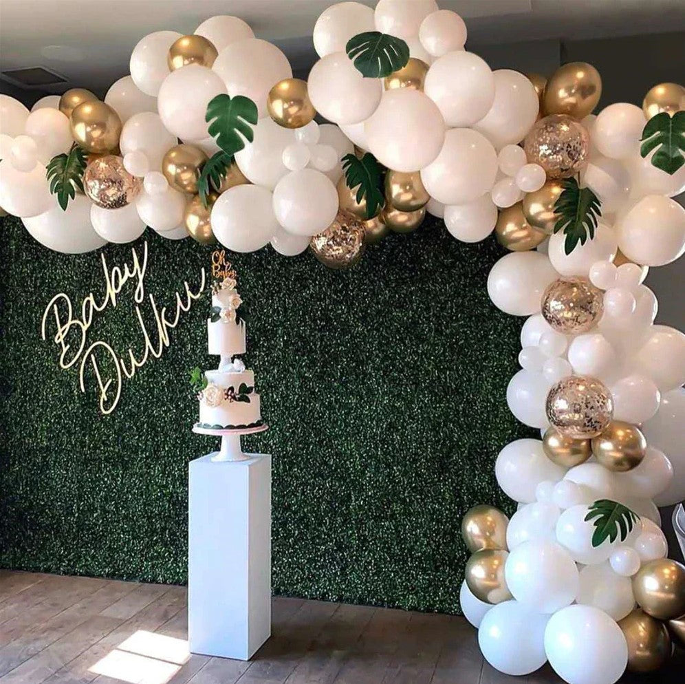 Jungle White & Gold Balloon Garland Kit (98 Pc)