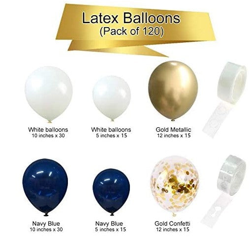 Navy & Gold Balloon Garland Kit (122 Pc)