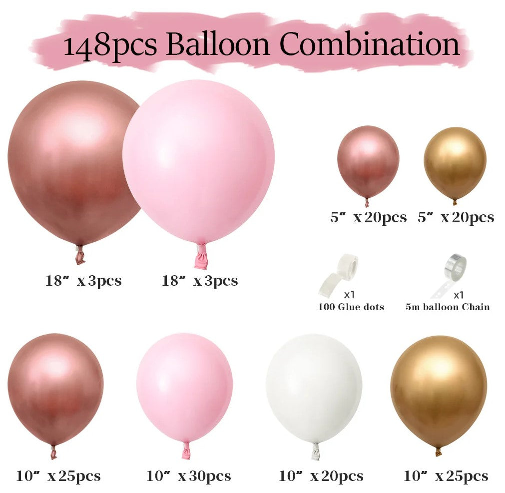 Rose Gold Balloon Garland Kit (148 Pc)