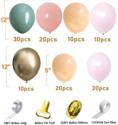 Sage Green, Peach & Blush Pink Balloon Garland Kit (126 Pc)