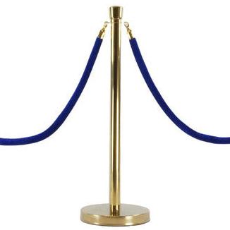 Gold Queue Stand - Blue Velvet Rope