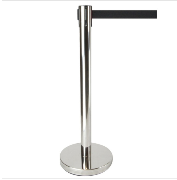 Bollard - Stainless Steel with Retractable Nylon Rope